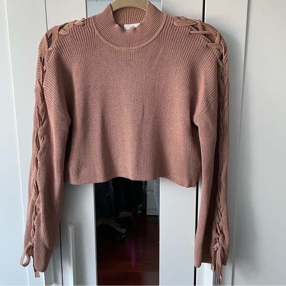 Wilfred Sweaters - Wilfred by Aritzia Salome Ribbon Sleeve Crop Sweater Sz. S